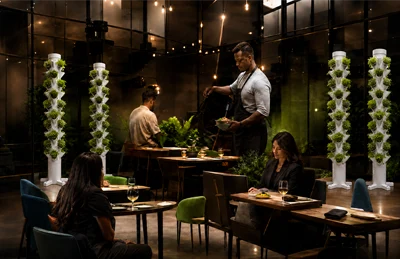 Cultivo vertical PLANNTA em um restaurante